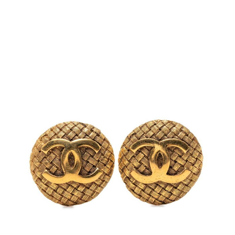 CHANEL Vintage Gold Logo Earrings